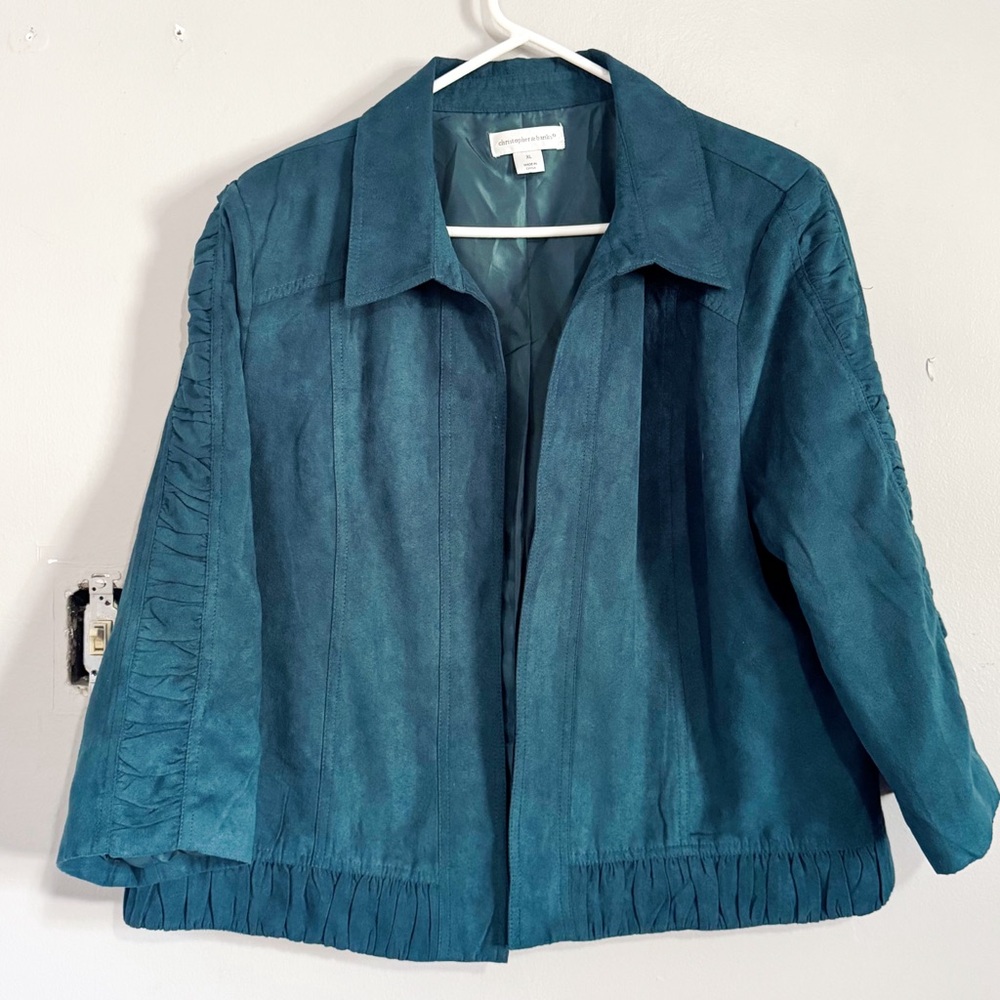 Christopher Banks Teal Suede Jacket Size XL